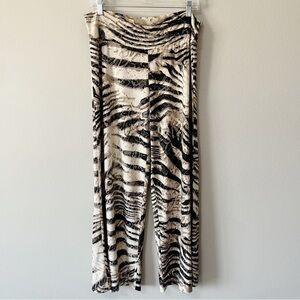 Clara Sunwoo Wide-Leg Palazzo Pants Zebra Animal Print Plus Size 1X Highrise